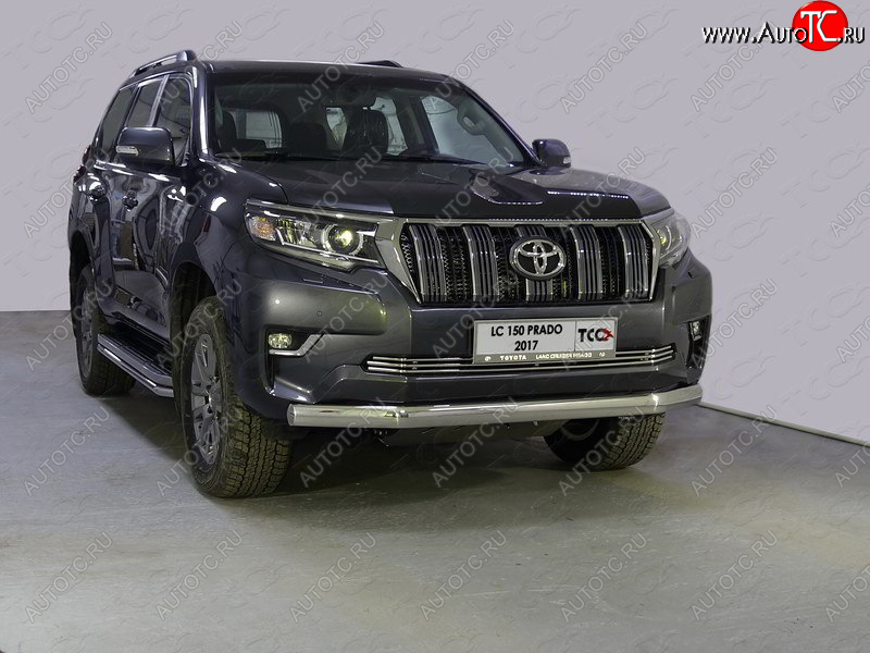 28 299 р. Защита переднего бампера нижняя овальная 75х42 мм ТСС Тюнинг Toyota Land Cruiser Prado J150 2-ой рестайлинг (2017-2020) (нержавейка)  с доставкой в г. Майкоп