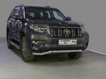 Защита переднего бампера волна d76,1 мм ТСС Тюнинг Toyota Land Cruiser Prado  J150 (2017-2020) 2-ой рестайлинг (нержавейка)