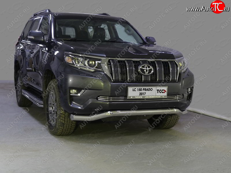27 599 р. Защита переднего бампера волна d76,1 мм ТСС Тюнинг Toyota Land Cruiser Prado J150 2-ой рестайлинг (2017-2020) (нержавейка)  с доставкой в г. Майкоп