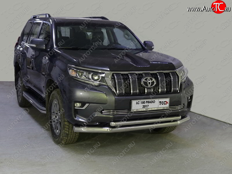 36 299 р. Защита передняя нижняя двойная 76,1*50,8 мм Тюнинг Toyota Land Cruiser Prado J150 2-ой рестайлинг (2017-2020) (нержавейка)  с доставкой в г. Майкоп