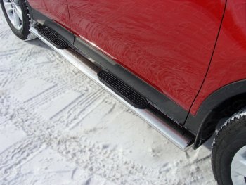 Пороги овальные с накладкой 120*60 мм ТСС Тюнинг Toyota RAV4  XA40 (2012-2015) 5 дв. дорестайлинг