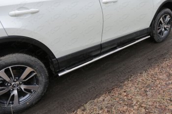Пороги овальные с накладкой 120*60 мм ТСС Тюнинг Toyota RAV4  XA40 (2015-2019) 5 дв. рестайлинг (серые)