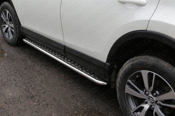 Пороги с площадкой 42,4 мм ТСС Тюнинг Toyota RAV4 XA40 5 дв. рестайлинг (2015-2019) (серые)
