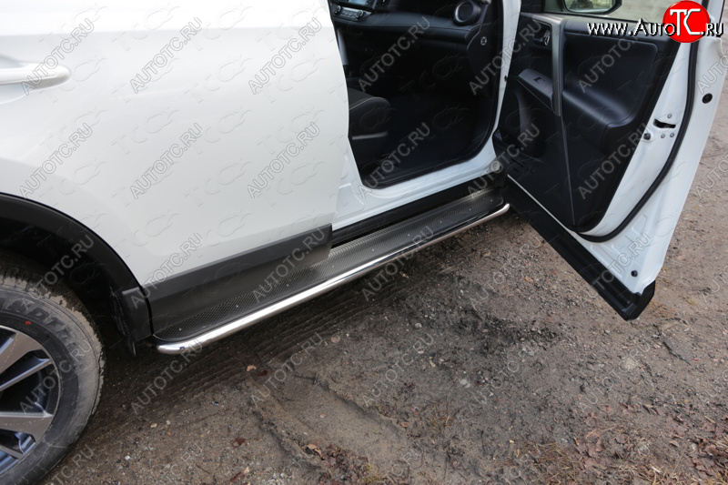 36 999 р. Пороги с площадкой 42,4 мм ТСС Тюнинг Toyota RAV4 XA40 5 дв. рестайлинг (2015-2019) (нержавейка)  с доставкой в г. Майкоп