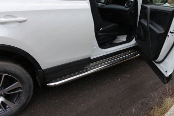 Пороги с площадкой 60,3 мм ТСС Тюнинг Toyota RAV4 XA40 5 дв. рестайлинг (2015-2019) (серые)
