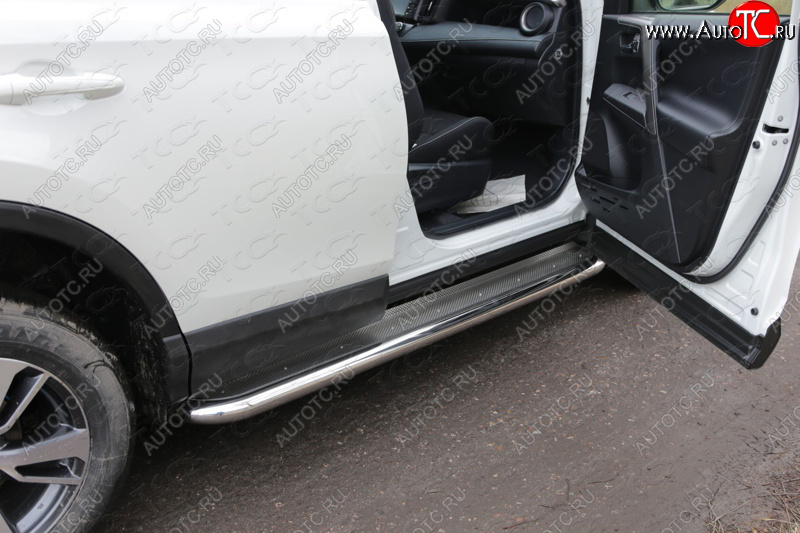 41 749 р. Пороги с площадкой 60,3 мм ТСС Тюнинг Toyota RAV4 XA40 5 дв. рестайлинг (2015-2019) (нержавейка)  с доставкой в г. Майкоп