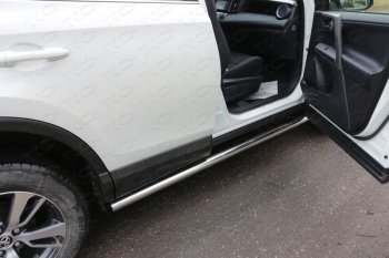 Защита порогов труба d60,3 мм ТСС Тюнинг Toyota RAV4  XA40 (2015-2019) 5 дв. рестайлинг (серые)