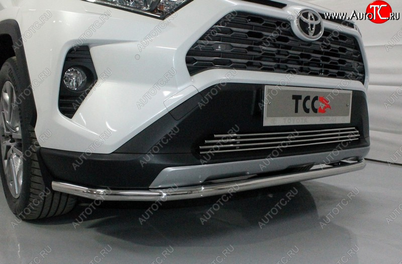 17 099 р. Защита переднего бампера нижняя d42,4 мм ТСС Тюнинг  Toyota RAV4  XA50 (2018-2025) 5 дв. дорестайлинг (нержавейка)  с доставкой в г. Майкоп