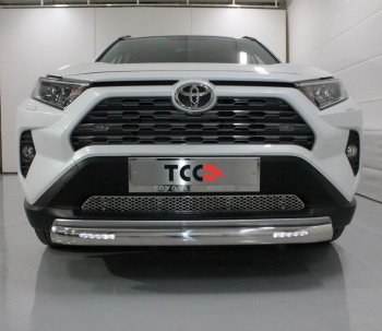 Защита переднего бампера овальная с ДХО 75х42 мм ТСС Тюнинг Toyota RAV4  XA50 (2018-2025) 5 дв. дорестайлинг (нержавейка)