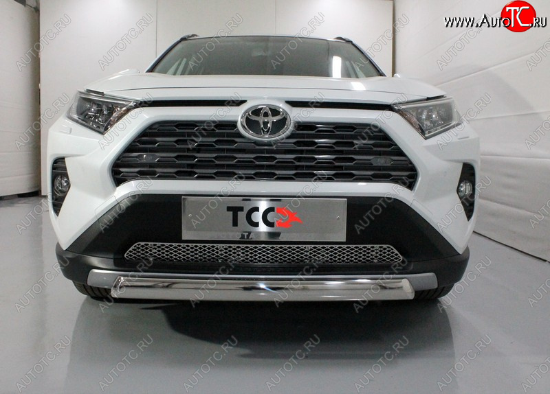 16 649 р. Защита передняя нижняя овальная короткая 75х42 мм ТСС Тюнинг  Toyota RAV4  XA50 (2018-2025) 5 дв. дорестайлинг (нержавейка)  с доставкой в г. Майкоп