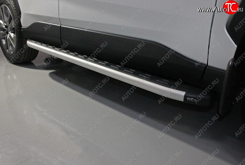 20 599 р. Пороги алюминиевые с пластиковой накладкой ТСС Тюнинг  Toyota RAV4  XA50 (2018-2025) 5 дв. дорестайлинг (серые)  с доставкой в г. Майкоп