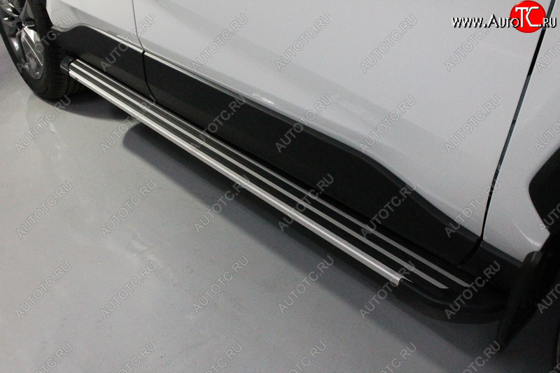 20 599 р. Пороги алюминиевые Slim Line ТСС Тюнинг  Toyota RAV4  XA50 (2018-2025) 5 дв. дорестайлинг (Silver)  с доставкой в г. Майкоп