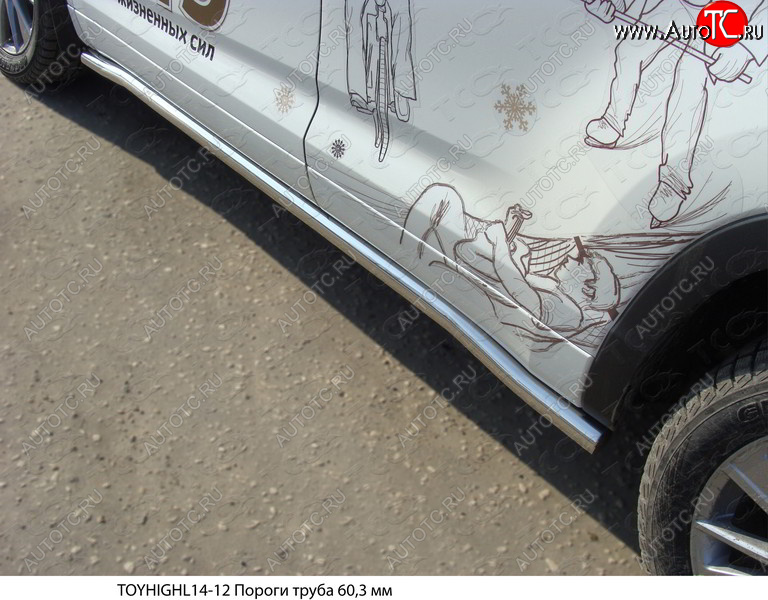 23 549 р. Защита порогов труба d60,3 мм ТСС Тюнинг Toyota Highlander XU50 дорестайлинг (2013-2017) (серые)  с доставкой в г. Майкоп