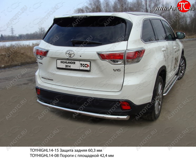 17 649 р. Защита задняя (нержавейка 60,3 мм) ТСС Тюнинг Toyota Highlander XU50 дорестайлинг (2013-2017)  с доставкой в г. Майкоп