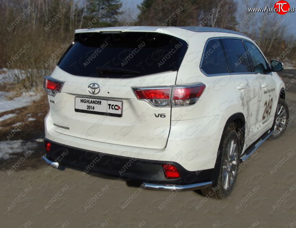 18 999 р. Защита заднего бампера (уголки, d60,3 мм) TCC Toyota Highlander XU50 дорестайлинг (2013-2017)  с доставкой в г. Майкоп