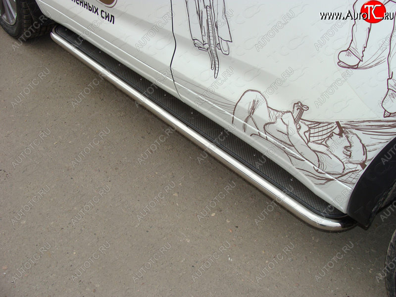 41 749 р. Пороги с площадкой 42,4 мм ТСС Тюнинг  Toyota Highlander  XU50 (2016-2020) рестайлинг (нержавейка)  с доставкой в г. Майкоп