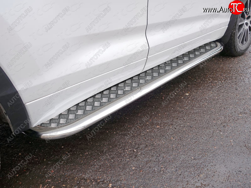 44 999 р. Пороги с площадкой 75х42 мм ТСС Тюнинг  Toyota Highlander  XU50 (2016-2020) рестайлинг (серые)  с доставкой в г. Майкоп