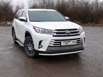 Защита переднего бампера нижняя d60,3 мм ТСС Тюнинг Toyota Highlander  XU50 (2016-2020) рестайлинг (нержавейка)