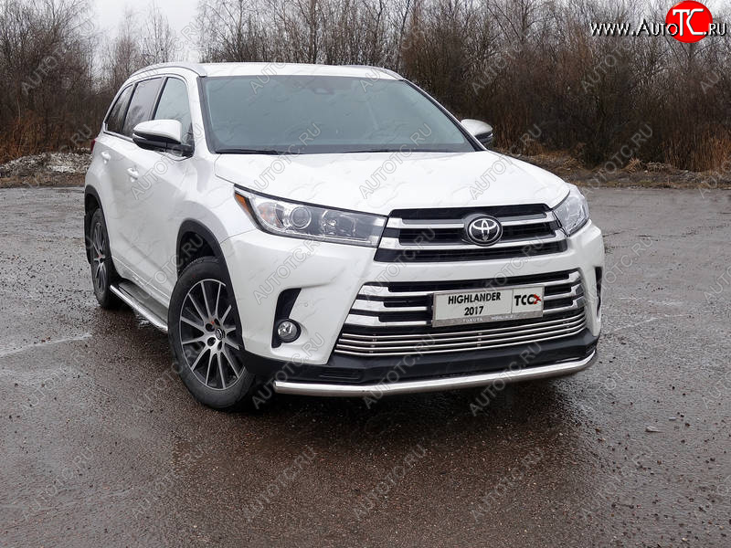 20 599 р. Защита переднего бампера нижняя d60,3 мм ТСС Тюнинг  Toyota Highlander  XU50 (2016-2020) рестайлинг (нержавейка)  с доставкой в г. Майкоп