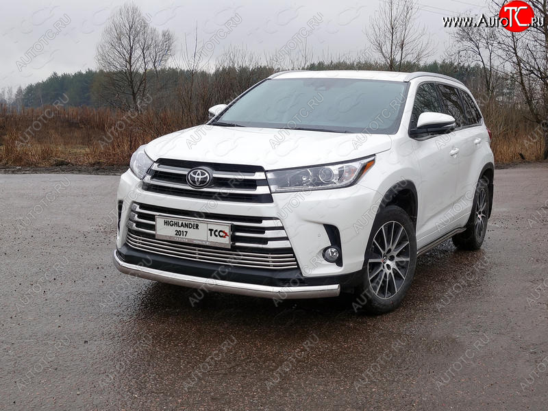 25 499 р. Защита переднего бампера овальная 75х42 мм ТСС Тюнинг  Toyota Highlander  XU50 (2016-2020) рестайлинг (нержавейка)  с доставкой в г. Майкоп