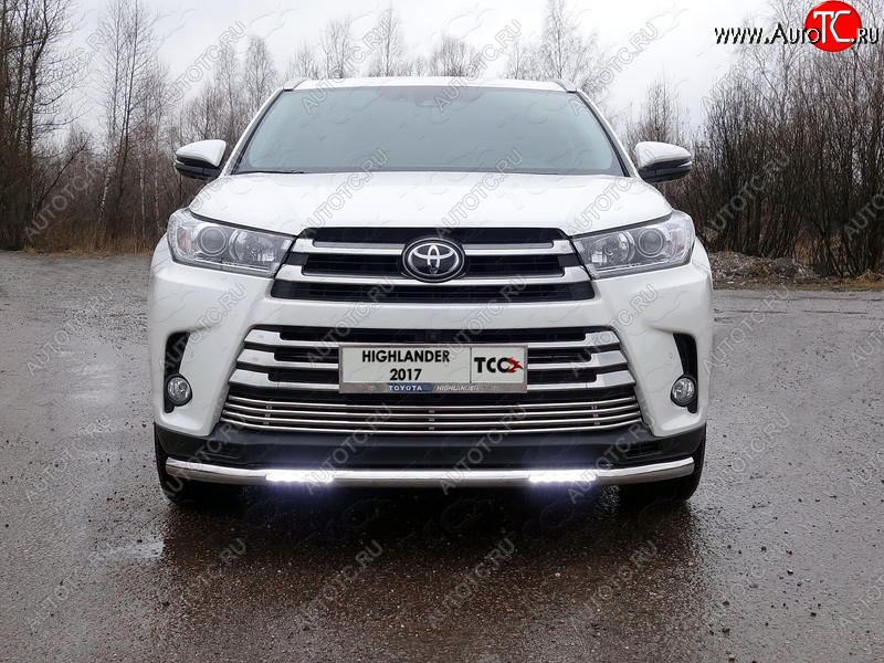 37 999 р. Защита переднего бампера нижняя с ДХО 60,3 мм ТСС Тюнинг  Toyota Highlander  XU50 (2016-2020) рестайлинг (нержавейка)  с доставкой в г. Майкоп