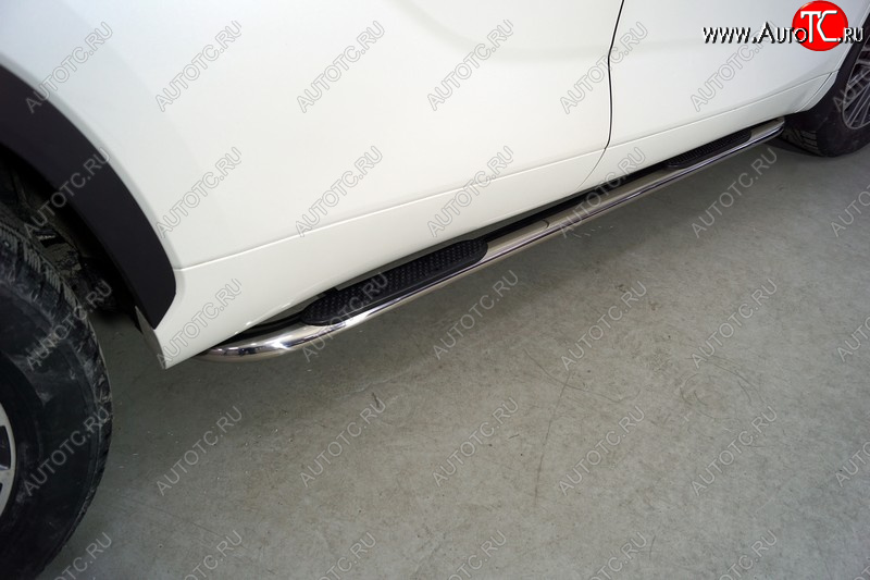 39 999 р. Пороги овальные гнутые с накладкой 75х42 мм ТСС Тюнинг  Toyota Highlander  XU70 (2020-2025) (серые)  с доставкой в г. Майкоп