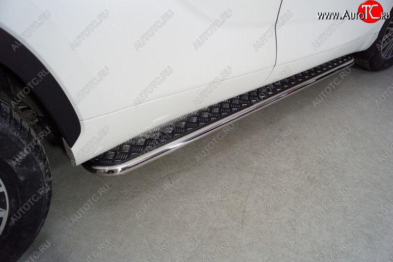 32 199 р. Пороги с площадкой 42,4 мм ТСС Тюнинг  Toyota Highlander  XU70 (2020-2025) (серые)  с доставкой в г. Майкоп
