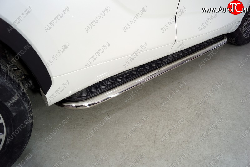 44 999 р. Пороги с площадкой 75х42 мм ТСС Тюнинг  Toyota Highlander  XU70 (2020-2025) (серые)  с доставкой в г. Майкоп