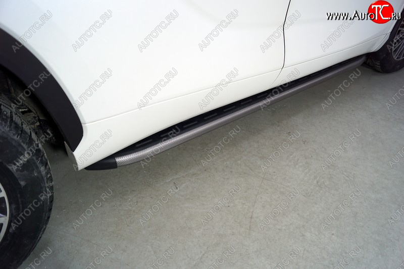 21 999 р. Пороги алюминиевые с пластиковой накладкой ТСС Тюнинг  Toyota Highlander  XU70 (2020-2025) (карбон серые)  с доставкой в г. Майкоп