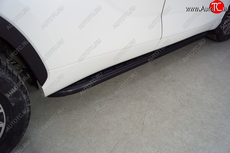 21 999 р. Пороги алюминиевые с пластиковой накладкой ТСС Тюнинг  Toyota Highlander  XU70 (2020-2025) (карбон черные)  с доставкой в г. Майкоп