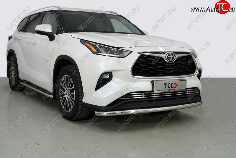 20 749 р. Защита переднего бампера нижняя d60,3 мм ТСС Тюнинг Toyota Highlander XU70 (2020-2025) (нержавейка)  с доставкой в г. Майкоп