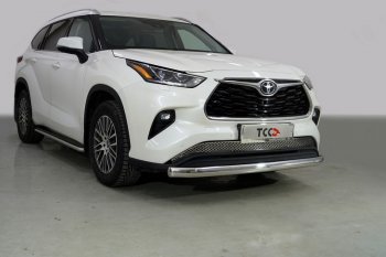 Защита переднего бампера нижняя овальная 75х42 мм ТСС Тюнинг Toyota Highlander  XU70 (2020-2025) (нержавейка)