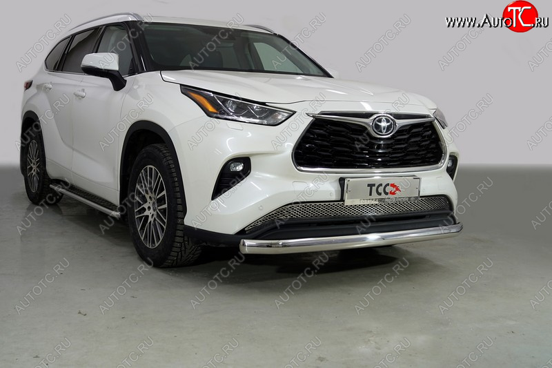 24 999 р. Защита переднего бампера нижняя овальная 75х42 мм ТСС Тюнинг Toyota Highlander XU70 (2020-2025) (нержавейка)  с доставкой в г. Майкоп