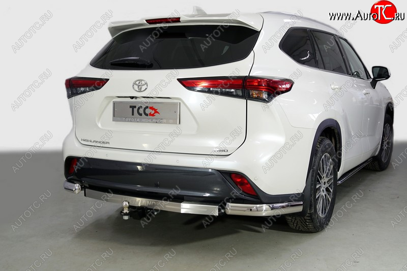 22 449 р. Защита задняя (уголки овальные 75х42 мм) ТСС Тюнинг Toyota Highlander XU70 (2020-2025) (уголки овальные)  с доставкой в г. Майкоп