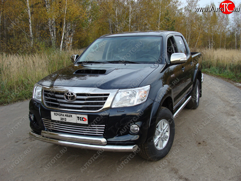 26 499 р. Защита переднего бампера нижняя d76,1*75 мм ТСС Тюнинг  Toyota Hilux  AN20,AN30 (2011-2016)  2-ой рестайлинг (нержавейка)  с доставкой в г. Майкоп