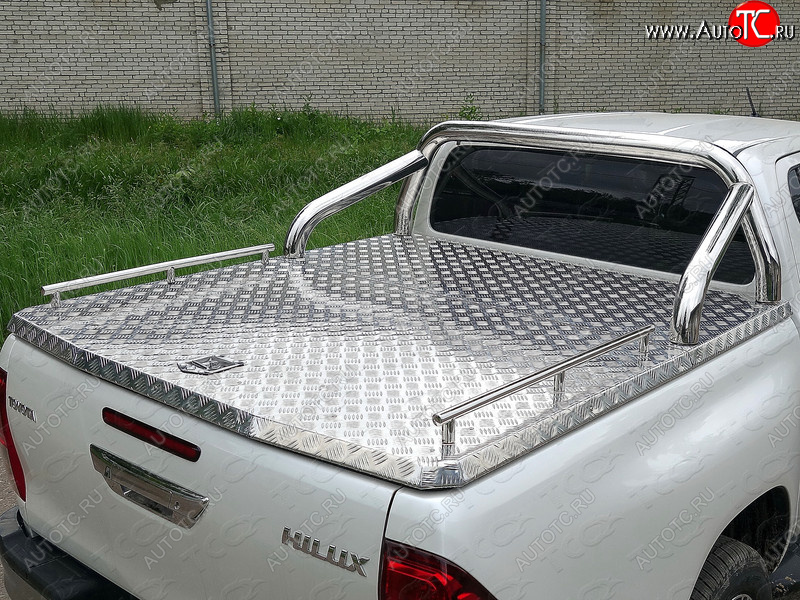12 199 р. Рейлинги длинные (Black Onyx) ТСС Тюнинг  Toyota Hilux  AN120 (2020-2025) 2-ой рестайлинг (нержавеющая сталь)  с доставкой в г. Майкоп