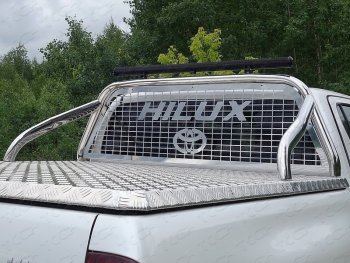 Защита кузова и заднего стекла (нержавейка Ø75х42) ТСС Тюнинг Toyota Hilux  AN120 (2016-2025) дорестайлинг, 1-ый рестайлинг, 2-ой рестайлинг (без крышки, со светодиодной фарой)