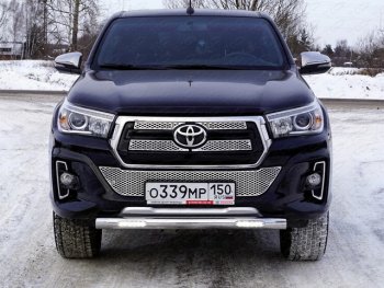 Защита переднего бампера нижняя с ДХО 76,1 мм ТСС Тюнинг Toyota Hilux  AN120 (2017-2020) 1-ый рестайлинг