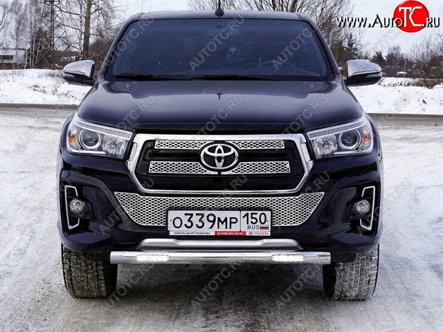 36 999 р. Защита переднего бампера нижняя с ДХО 76,1 мм ТСС Тюнинг Toyota Hilux AN120 1-ый рестайлинг (2017-2020) (нержавейка)  с доставкой в г. Майкоп