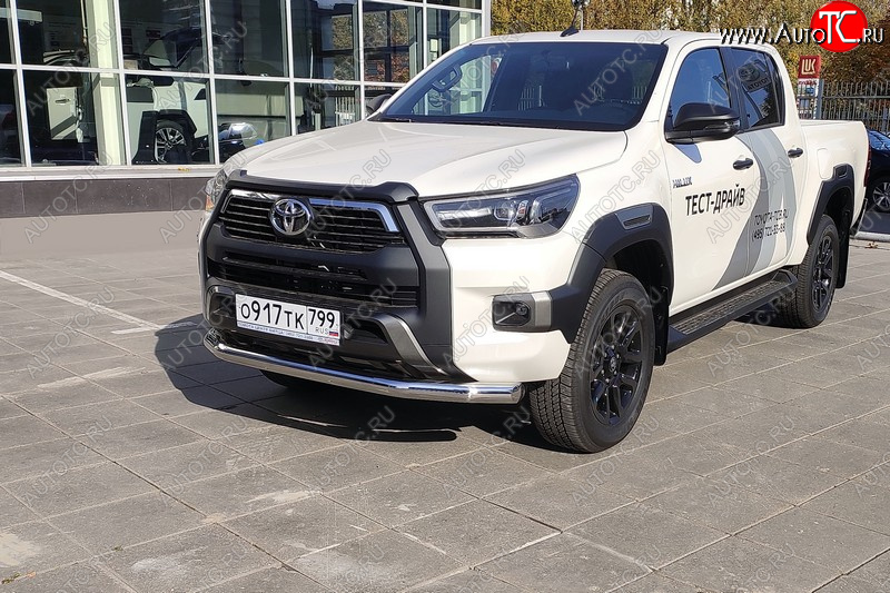 21 999 р. Защита переднего бампера нижняя 76,1 мм ТСС Тюнинг  Toyota Hilux  AN120 (2020-2025) 2-ой рестайлинг (нержавейка)  с доставкой в г. Майкоп