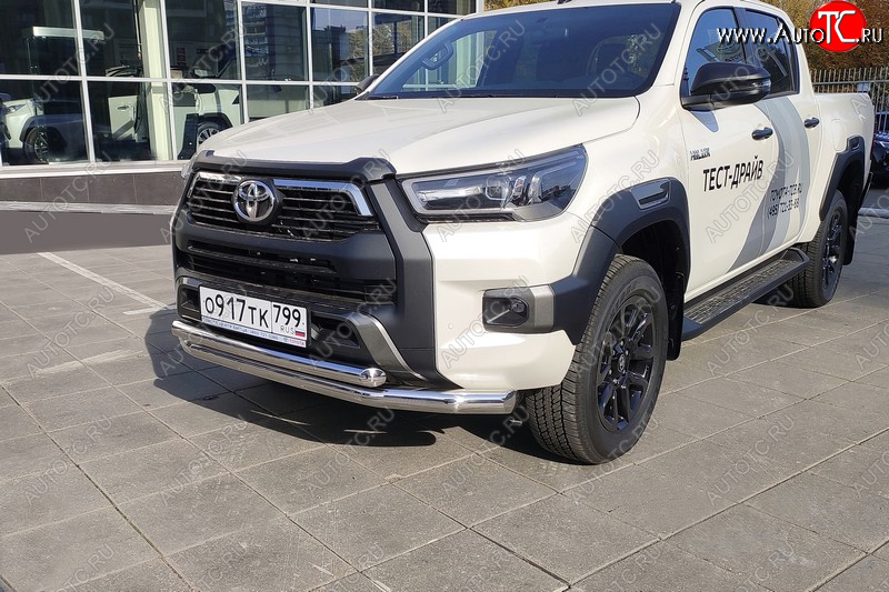 40 999 р. Защита передняя нижняя двойная 76,1*60,3 мм Тюнинг  Toyota Hilux  AN120 (2020-2025) 2-ой рестайлинг (нержавейка)  с доставкой в г. Майкоп