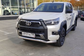 Защита переднего бампера волна d76,1 мм ТСС Тюнинг Toyota Hilux  AN120 (2020-2025) 2-ой рестайлинг (нержавейка)