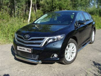 Защита переднего бампера овальная 75х42 мм ТСС тюнинг Toyota Venza  GV10 (2012-2016) рестайлинг (нержавейка)