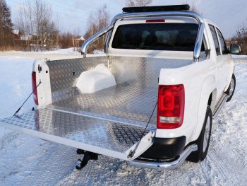 Защита кузова (только для кузова) d 76,1 мм светодиодной фарой ТСС Тюнинг Volkswagen Amarok (2016-2022) рестайлинг (нержавейка)