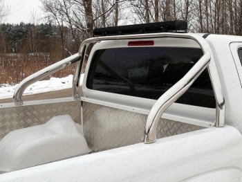 Защита кузова (только для кузова) d 75*42 мм светодиодной фарой ТСС Тюнинг Volkswagen Amarok (2016-2022) рестайлинг (нержавейка)