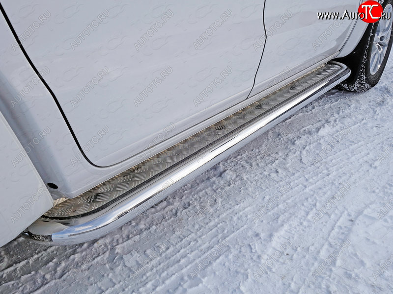 36 999 р. Пороги с площадкой 60,3 мм ТСС Тюнинг  Volkswagen Amarok (2016-2022) рестайлинг (серые)  с доставкой в г. Майкоп