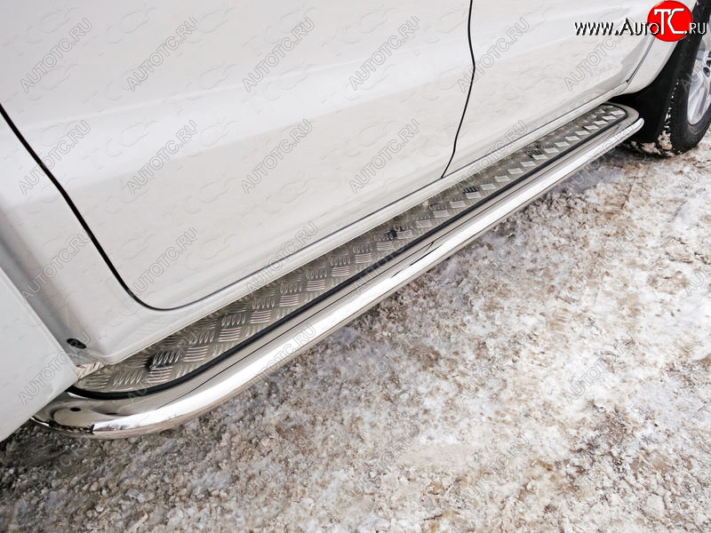 44 999 р. Пороги с площадкой 75х42 мм ТСС Тюнинг  Volkswagen Amarok (2016-2022) рестайлинг (серые)  с доставкой в г. Майкоп
