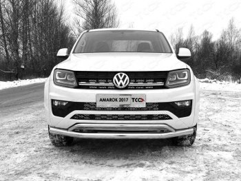 Защита переднего бампера нижняя двойная 76,1*42,4 мм ТСС Тюнинг Volkswagen Amarok (2016-2022) рестайлинг (нержавейка)