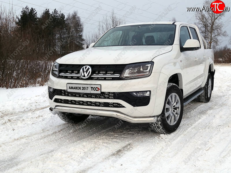 23 549 р. Защита переднего бампера кенгурин 76,1 мм ТСС Тюнинг  Volkswagen Amarok (2016-2022) рестайлинг (нержавейка)  с доставкой в г. Майкоп