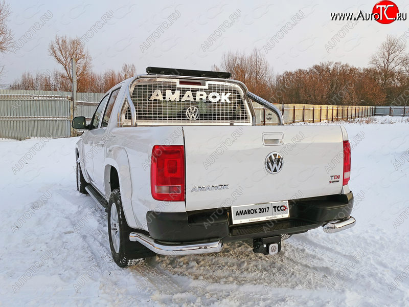 26 499 р. Защита задняя (уголки, нержавейка 76,1 мм) ТСС Тюнинг Volkswagen Amarok рестайлинг (2016-2022)  с доставкой в г. Майкоп